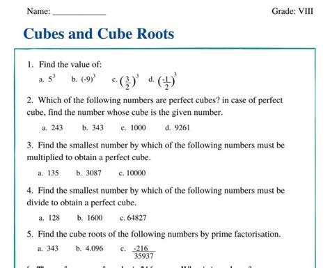 Ace Class 8 Cube and Cube Roots with Our Comprehensive Worksheet!