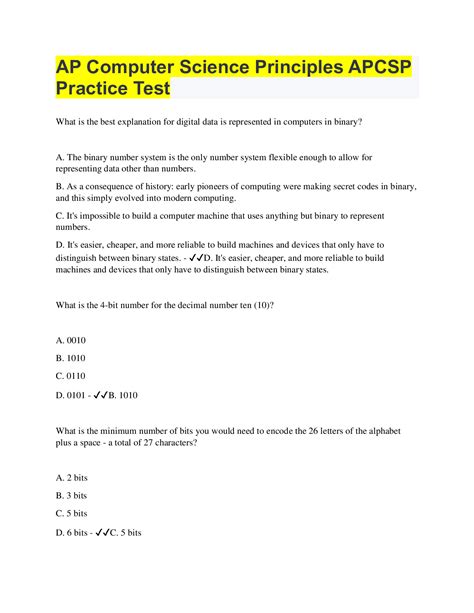 Ace your AP Computer Science Principles exam with our comprehensive practice test.