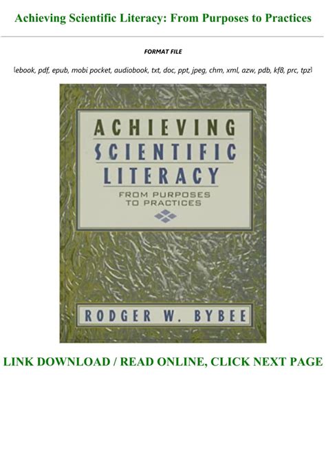 Achieving Scientific Literacy From Purposes to Practices Kindle Editon