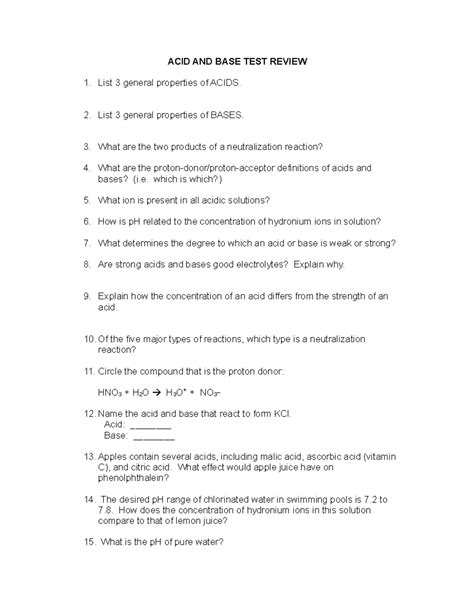 Acid And Base Test Review Answers Epub