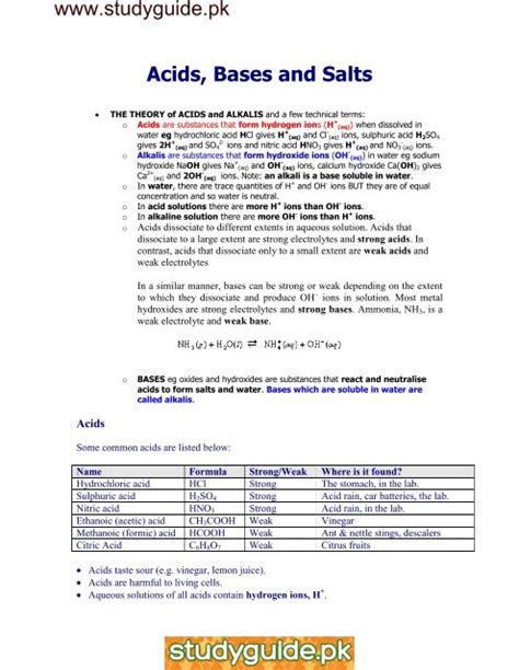 Acids, Bases, and Salts: An in-depth Guide with PDF Download