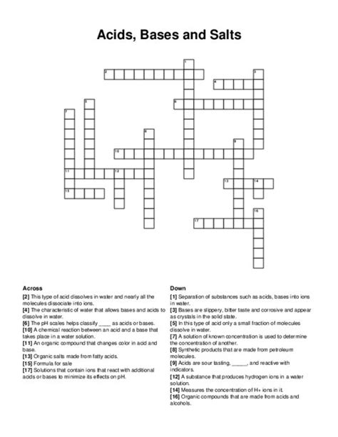 Acids Bases Crossword Puzzle Answers Reader