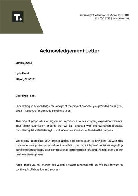 Acknowledgement Letter Template