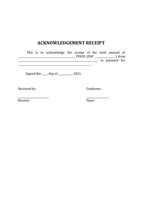 Acknowledgement Of Receipt Template