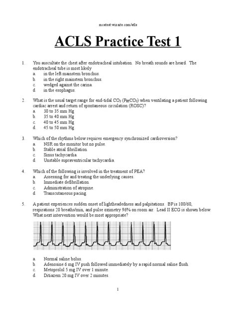 Acls Practice Test Answer Key Reader