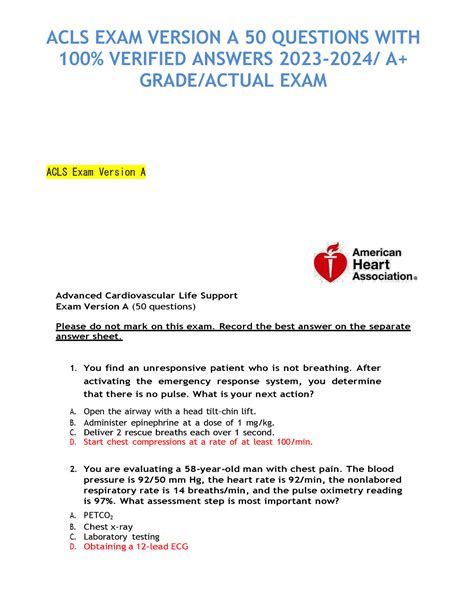 Acls Recertification Test Answers Reader