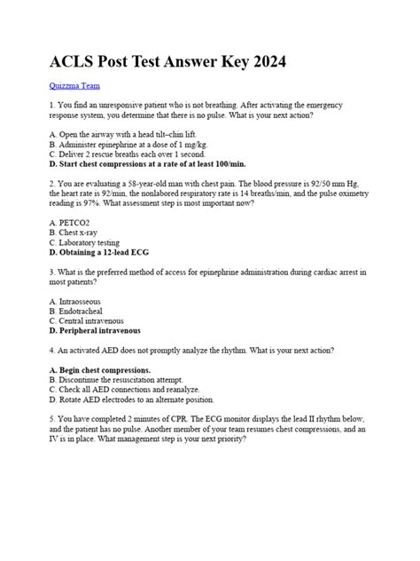 Acls Test 2011 Answer Key Kindle Editon