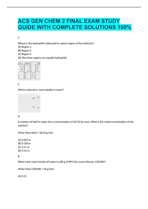 Acs Exam General Chemistry 2013 Answers PDF