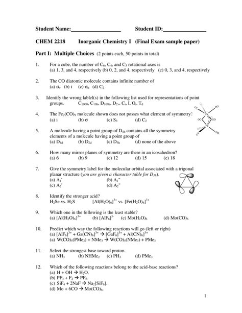 Acs inorganic chemistry exam practice questions Ebook Epub