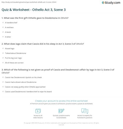 Act 3 Study Guide Answer Othello PDF