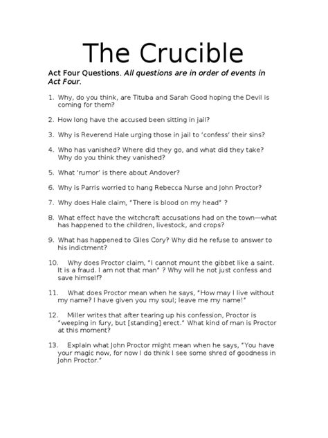 Act 4 The Crucible Questions Answers Kindle Editon