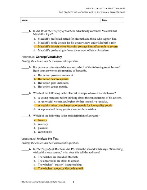 Act 70 C Test With Answers PDF