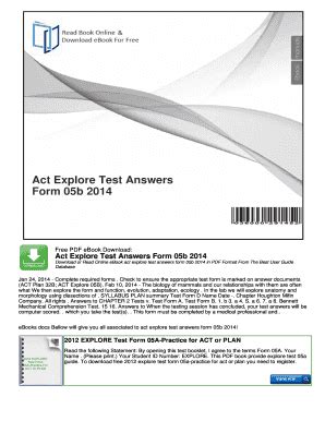 Act Explore Test Answers Form 05b 2014 Epub