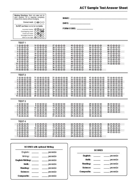 Act Test Answer Sheet Reader