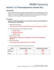 Activity 133 Thermodynamics Answer Key Pltw Epub