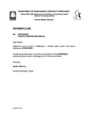 Addendum Letter Template