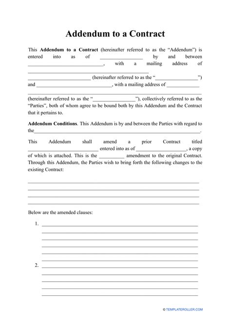 Addendum To Contract Template - Word