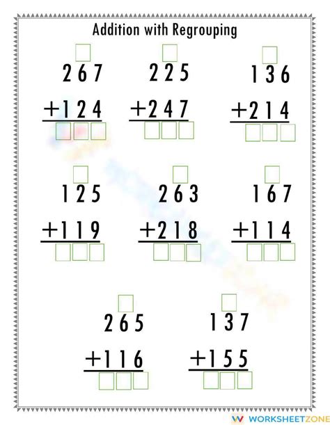 Addition With Regrouping Printable Worksheets K-5