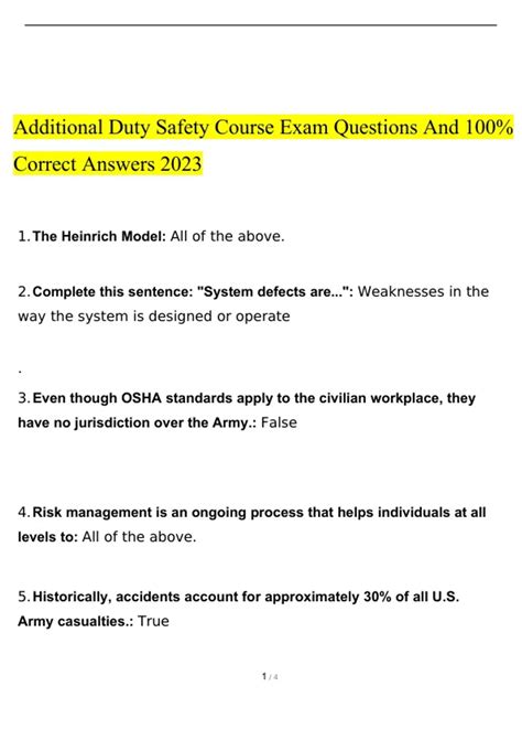 Additional Duty Safety Course Exam Answers Army Ebook Epub