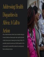 Addressing Health Disparities: A Call to Action