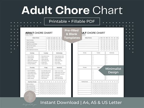 Adhd Chore Chart Adults Printable