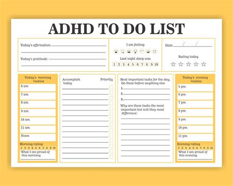 Adhd To Do List Template