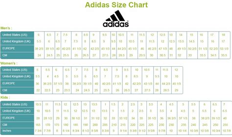 Adidas Cleat Size Chart
