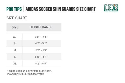 Adidas Shin Guard Size Chart