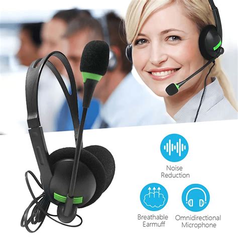 Adjustable Headphones Microphone Compatible Retractable Reader