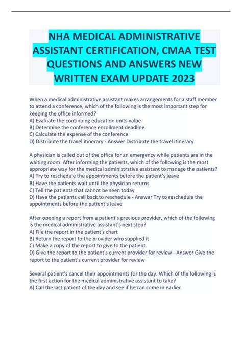 Administrative Assistant Test Questions Answers PDF