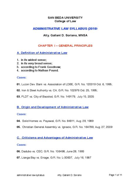 Administrative Law Syllabus pdf Kindle Editon