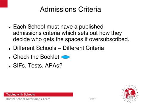 Admissions Criteria