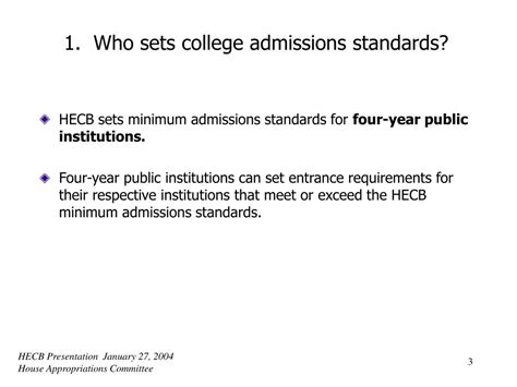 Admissions Standards: