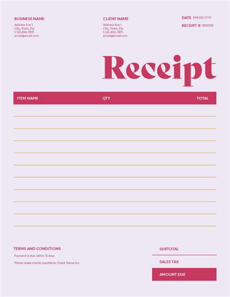 Adobe Receipt Template