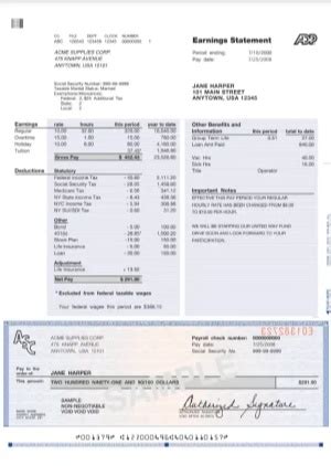 Adp Paycheck Template