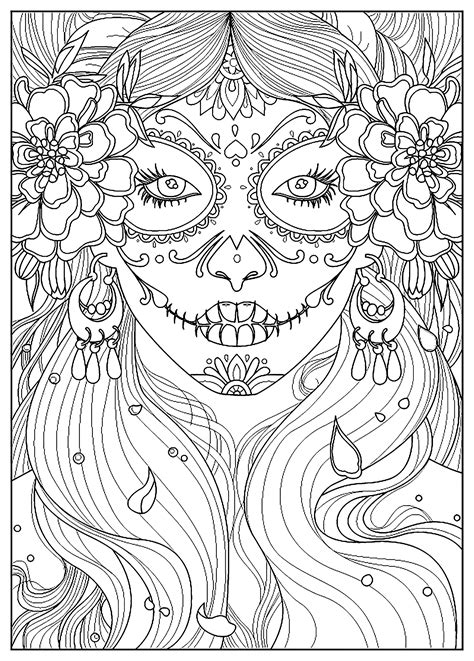 Adult Coloring Book 30 Day Of The Dead Coloring Pages Día De Los Muertos Day of the Dead Collection Reader
