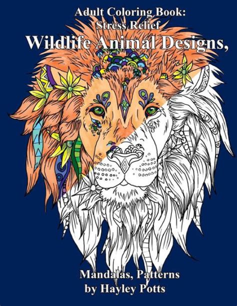 Adult Coloring Book Stress Relief Wildlife Animal Designs Mandalas Patterns Doc