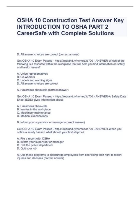 Advance Online Solutions Osha 10 Answer Key Doc