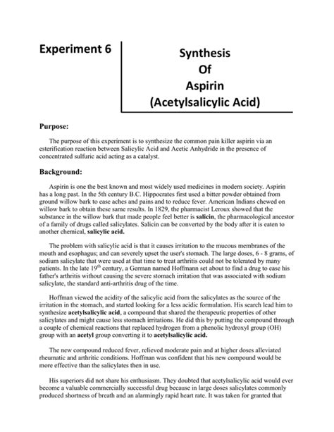 Advance study assignment preparation of aspirin answers Ebook Doc