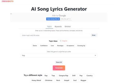 Advanced AI Song Lyrics Generator 4000