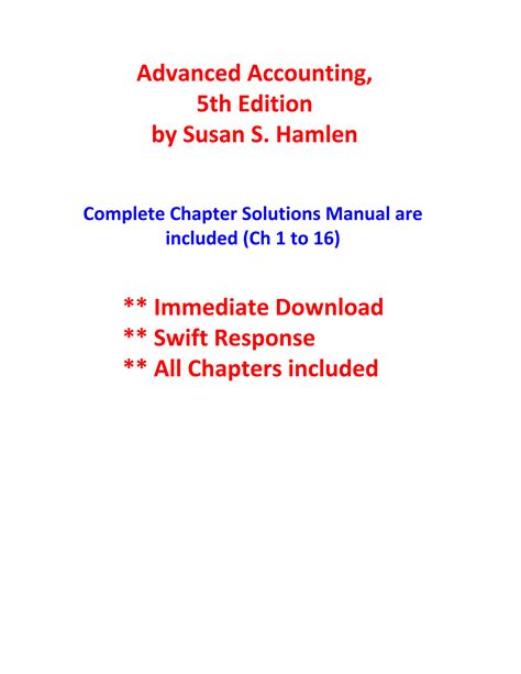 Advanced Accounting Hamlen Solution Manual Ebook Reader