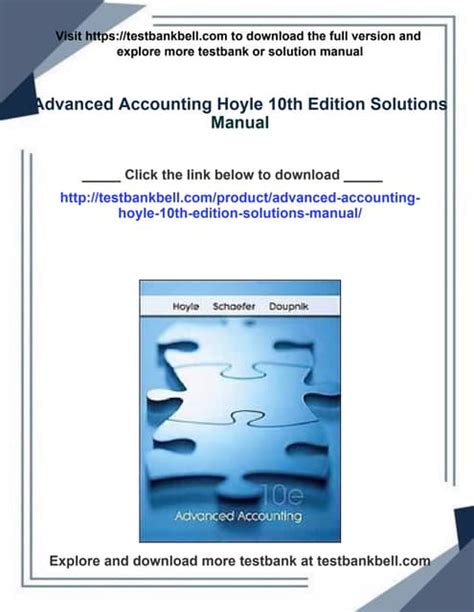 Advanced Accounting Hoyle 10th Edition Solution Manual Chapter 4 Kindle Editon