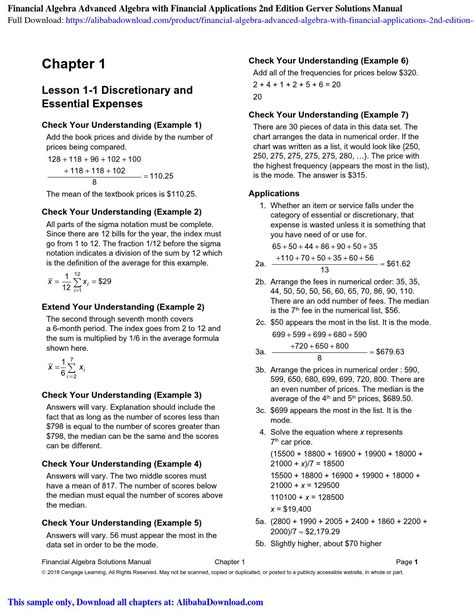 Advanced Algebra With Financial Applications Answers PDF