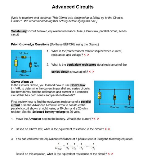 Advanced Circuits Gizmo Quiz Answers Reader