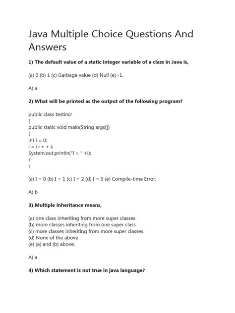 Advanced Java Multiple Choice Questions With Answers PDF