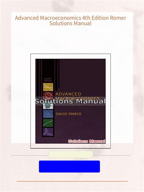 Advanced Macroeconomics Romer 4th Edition Solutions Epub