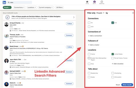 Advanced search filters: