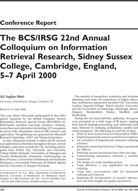 Advances in Information Retrieval 24th BCS-IRSG European Colloquium on IR Research Glasgow, UK, Marc Reader