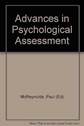 Advances in Psychological Assessment, Vol. 8 1st Edition Kindle Editon