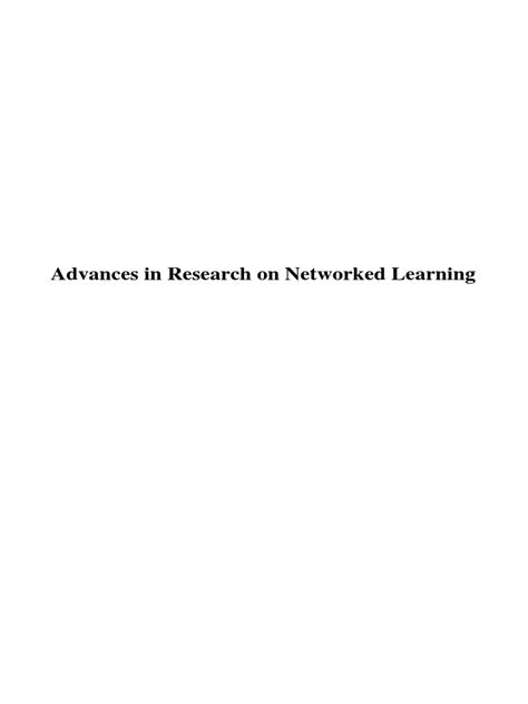 Advances in Research on Networked Learning 1st Edition Epub